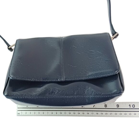 Liz Claiborne Navy Blue Women's Shoulder Purse Vintage Faux Leather 90s Mini Bag - Picture 9 of 11